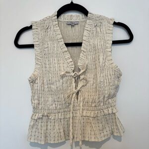 Rails pleated seersucker Martine top cotton ivory